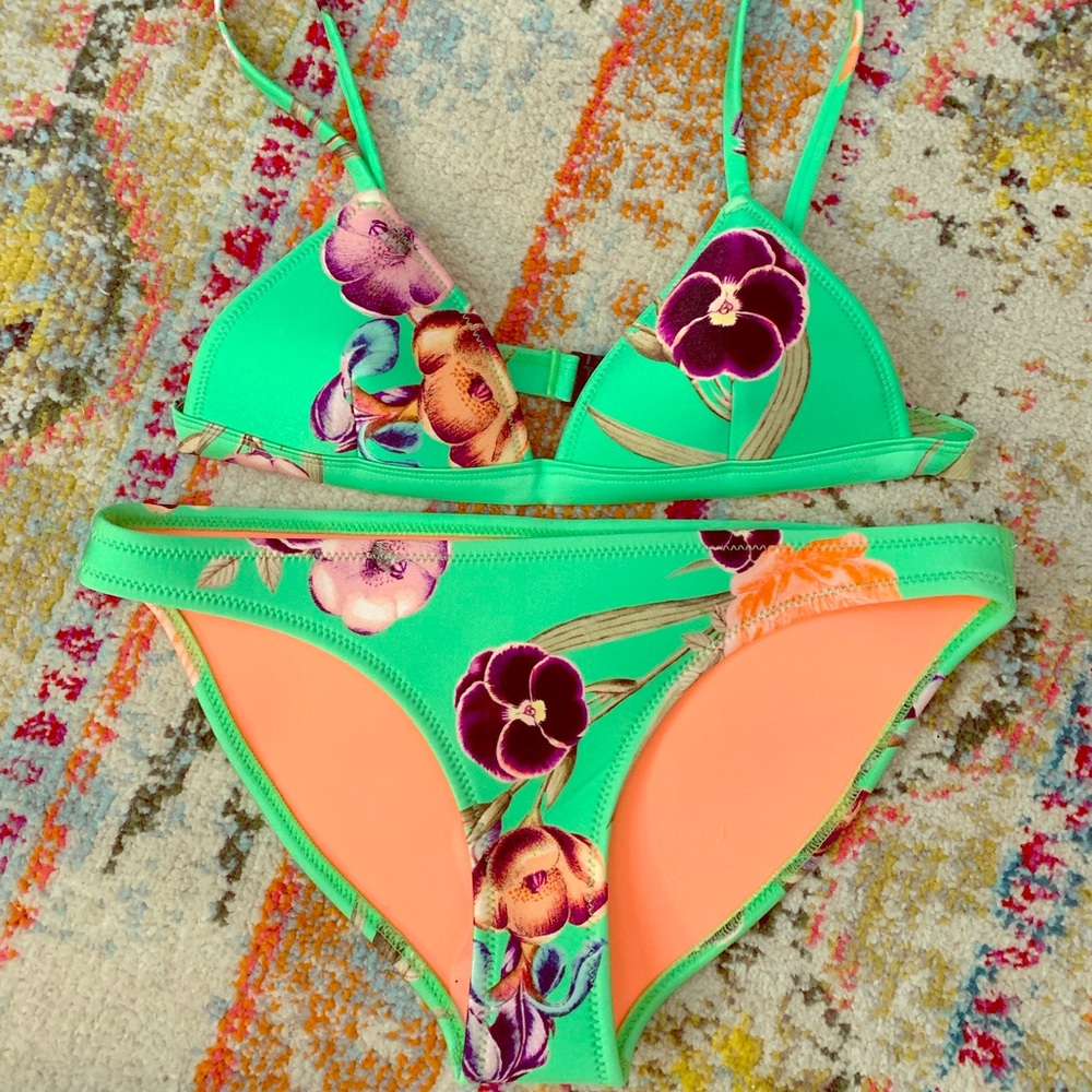 Triangl swimwear green floral bikini.